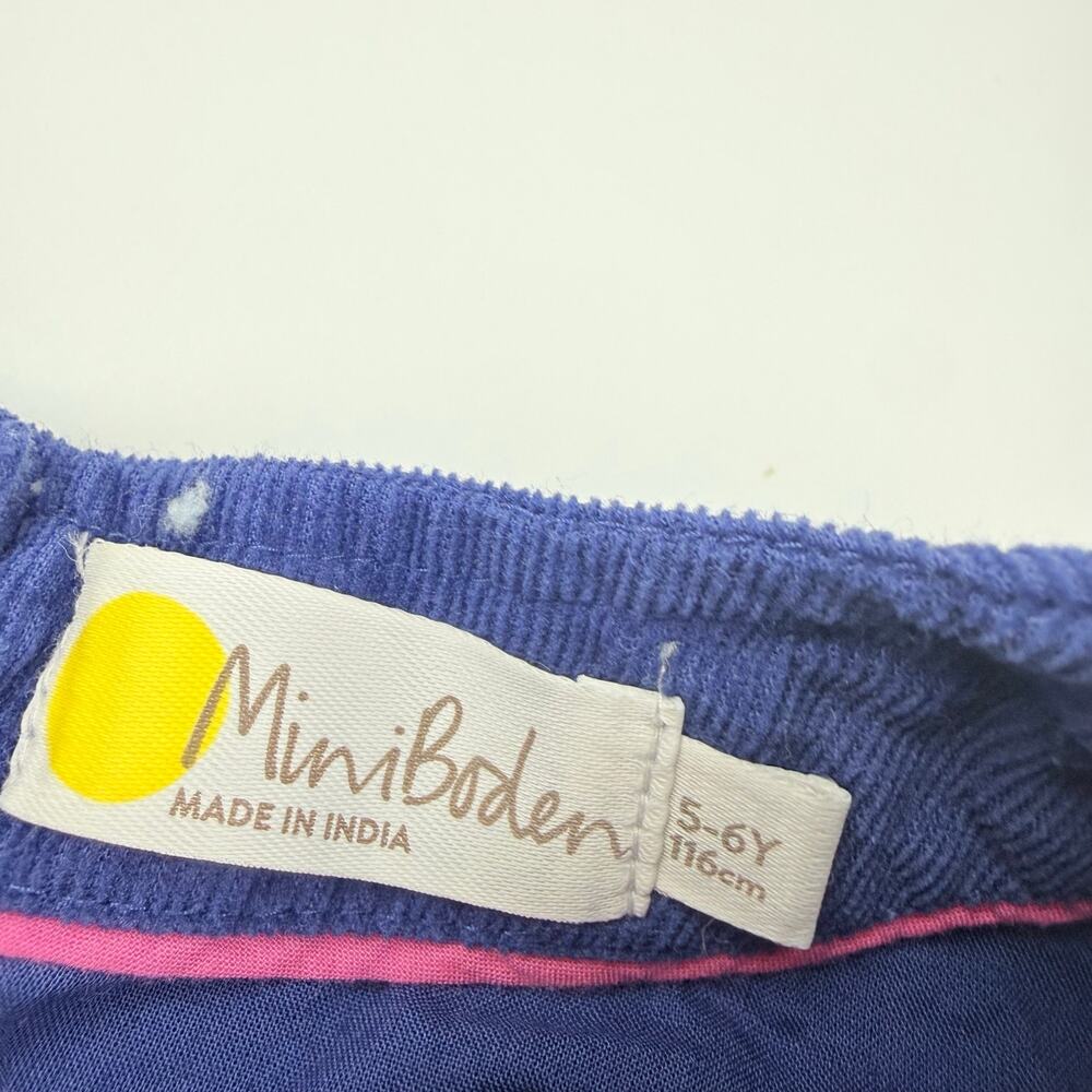 Mini Boden Navy Corduroy Embroidered Unicorn Pinafore Dress, Size 5-6 - Picture 7 of 8